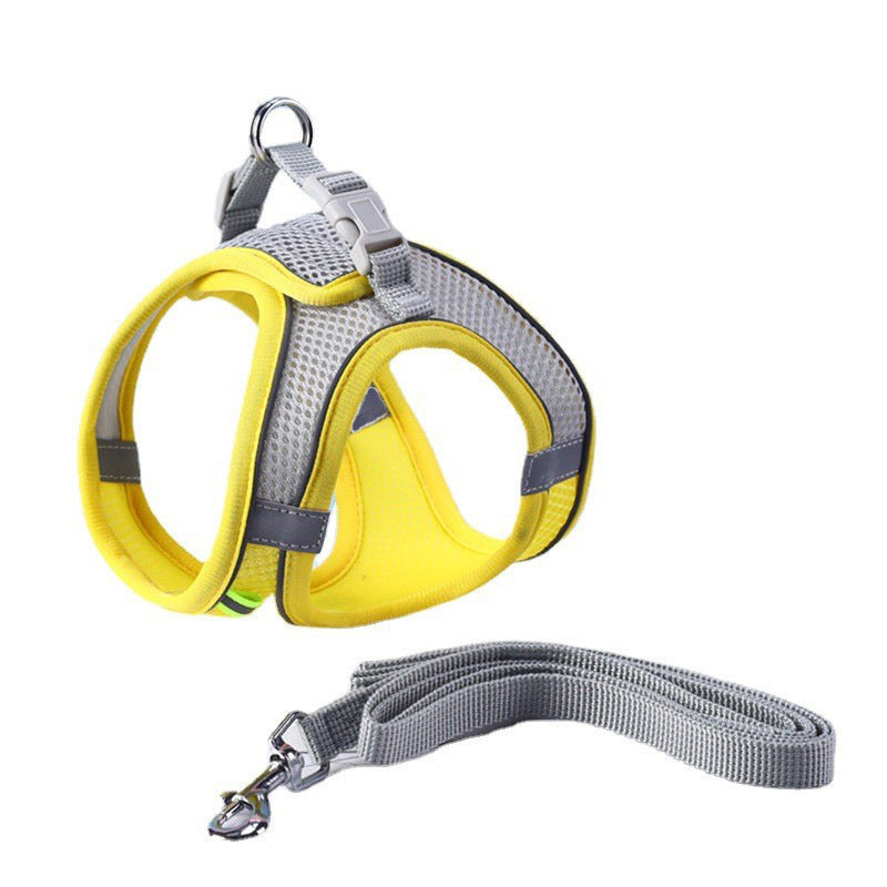 Adjustable Reflective Breathable Mesh Pet Harness Cats Dogs Outdoor Leash