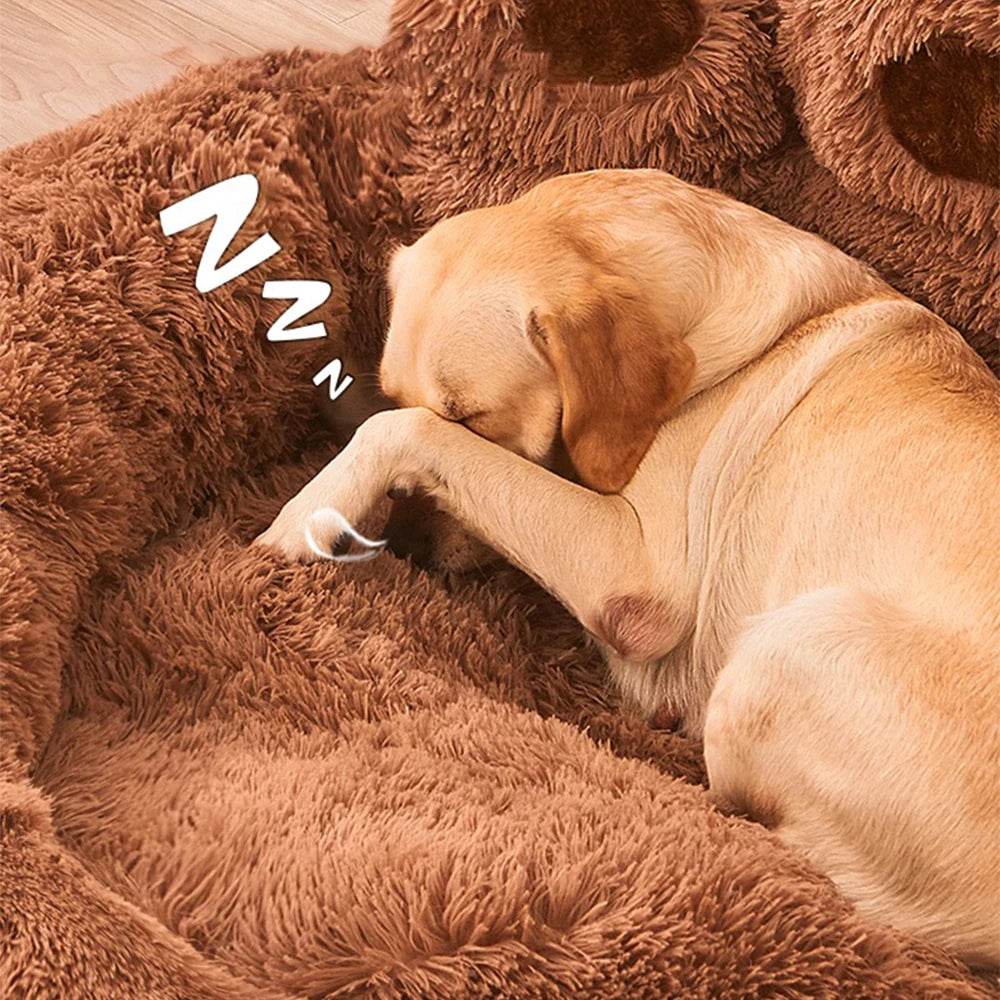 Big Paw Plush Pet Sofa Bed Washable Calming Raised Edge