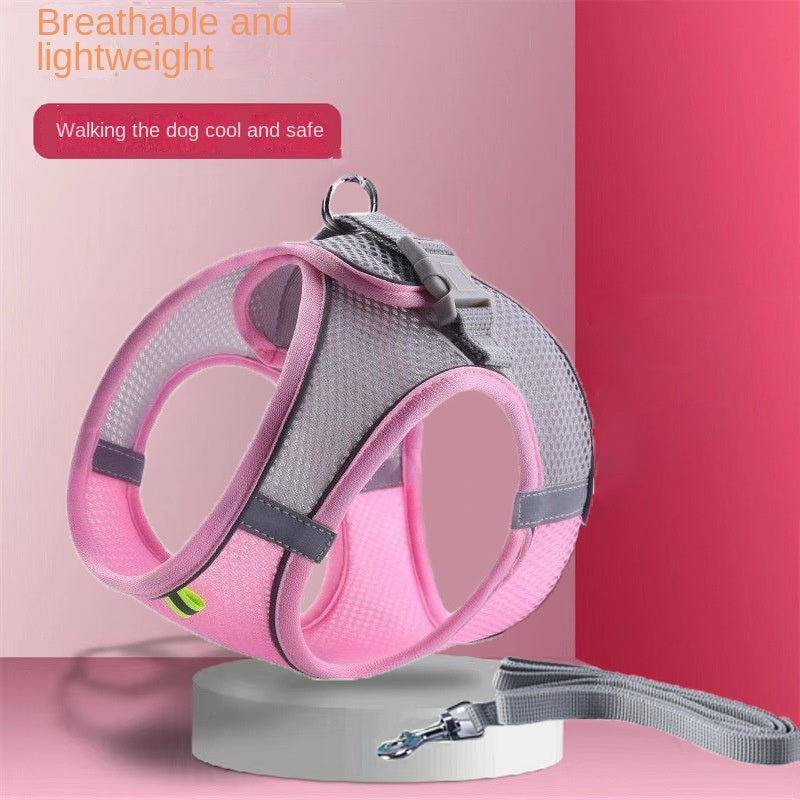 Adjustable Reflective Breathable Mesh Pet Harness Cats Dogs Outdoor Leash