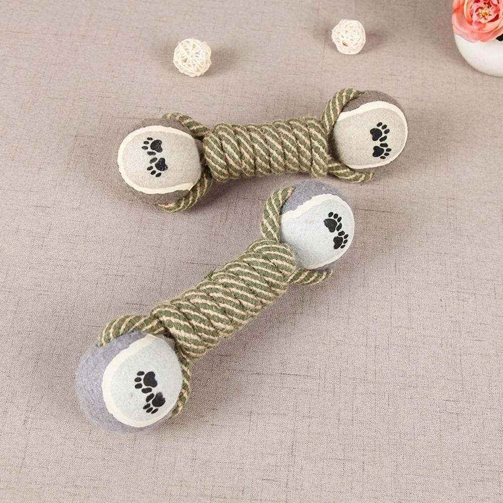 Pet Chew Toy Rope Tennis Dumbbell Rubber Ball Dog Interactive