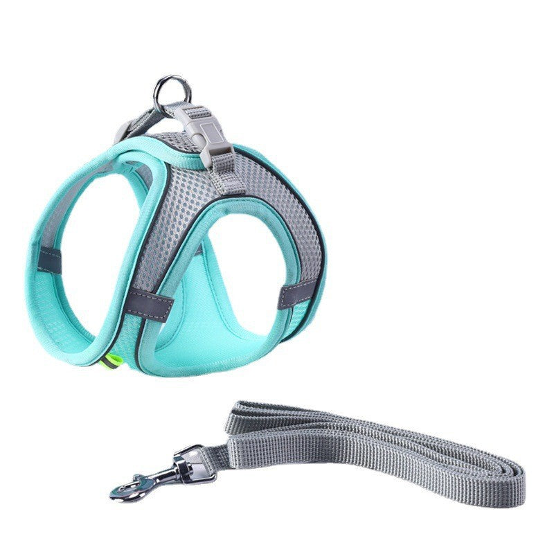 Adjustable Reflective Breathable Mesh Pet Harness Cats Dogs Outdoor Leash