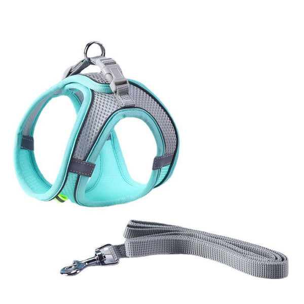 Adjustable Reflective Breathable Mesh Pet Harness Cats Dogs Outdoor Leash