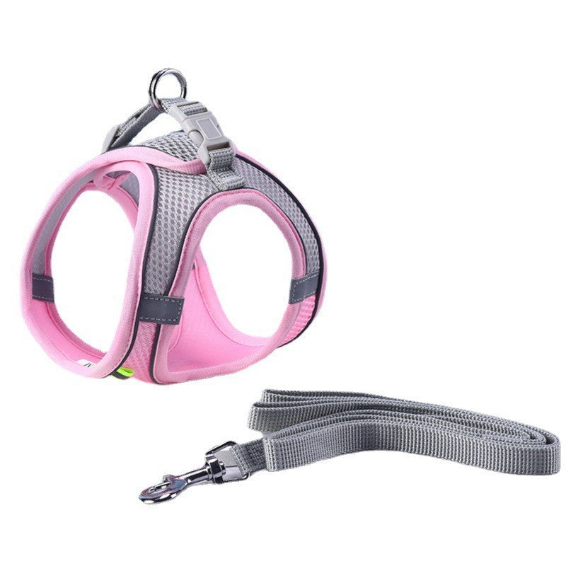 Adjustable Reflective Breathable Mesh Pet Harness Cats Dogs Outdoor Leash
