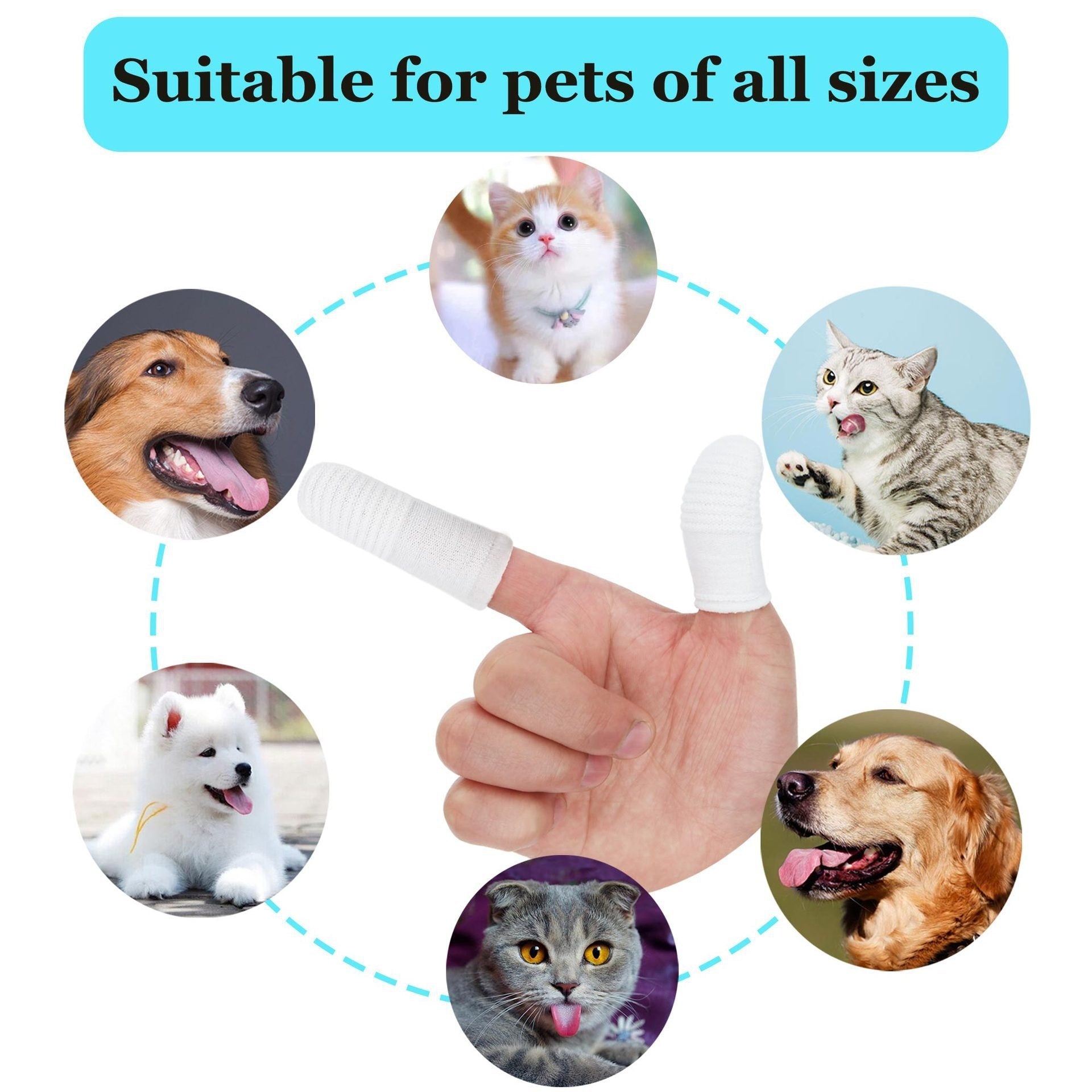 Pet Finger Toothbrush Dogs Cats Oral Care Cleaning Grooming Tool
