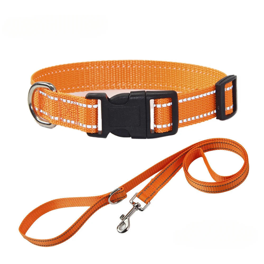 Nylon Dog Collar Leash Set Small Medium Large Dogs Accessories