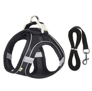 Adjustable Reflective Breathable Mesh Pet Harness Cats Dogs Outdoor Leash
