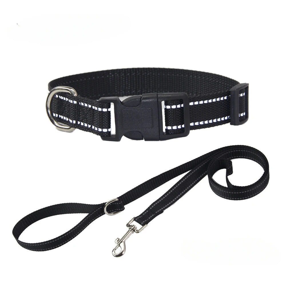 Nylon Dog Collar Leash Set Small Medium Large Dogs Accessories
