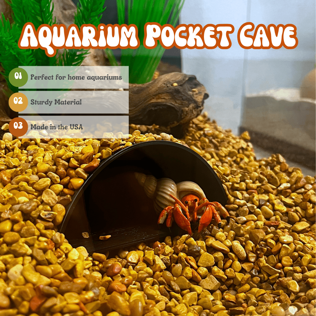 Minimalist Pocket Cave Shelter for Aquariums, Terrariums, Fish, Shrimp, Reptiles