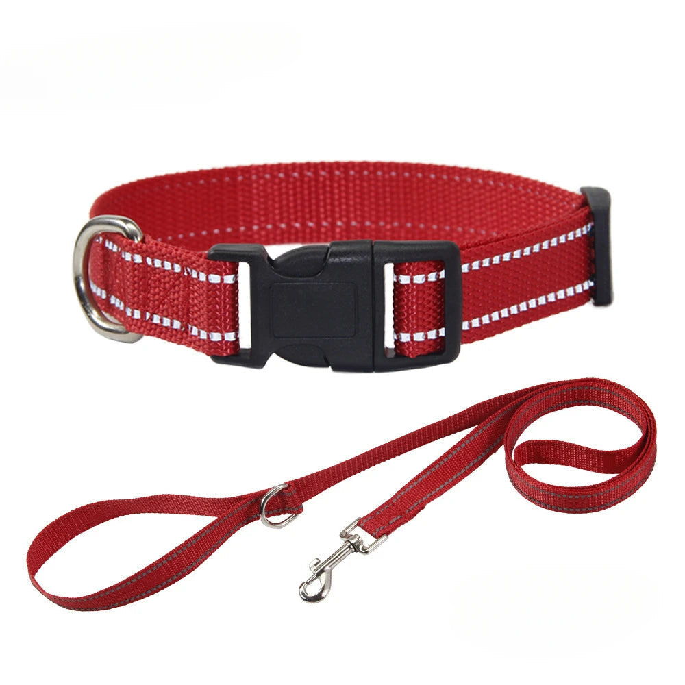 Nylon Dog Collar Leash Set Small Medium Large Dogs Accessories
