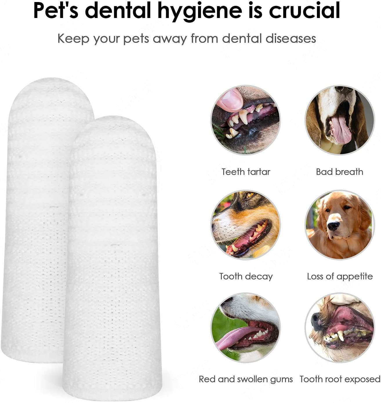 Pet Finger Toothbrush Dogs Cats Oral Care Cleaning Grooming Tool