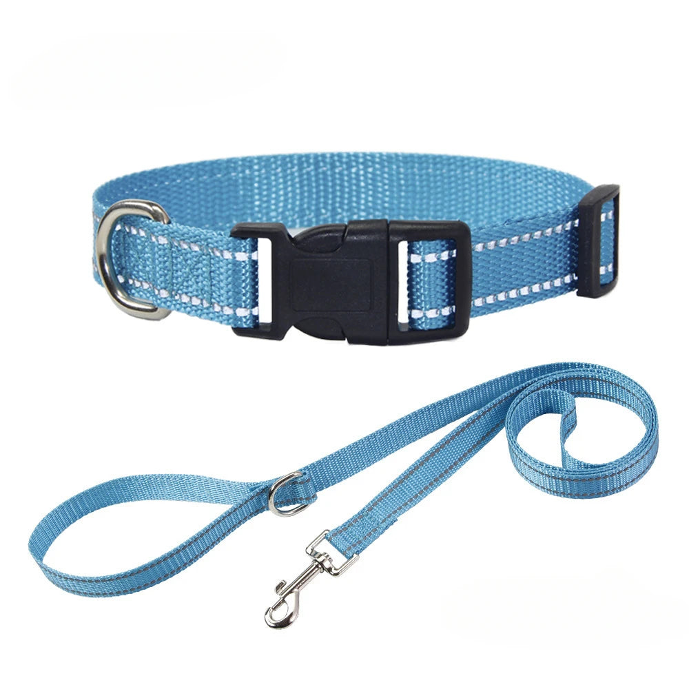 Nylon Dog Collar Leash Set Small Medium Large Dogs Accessories