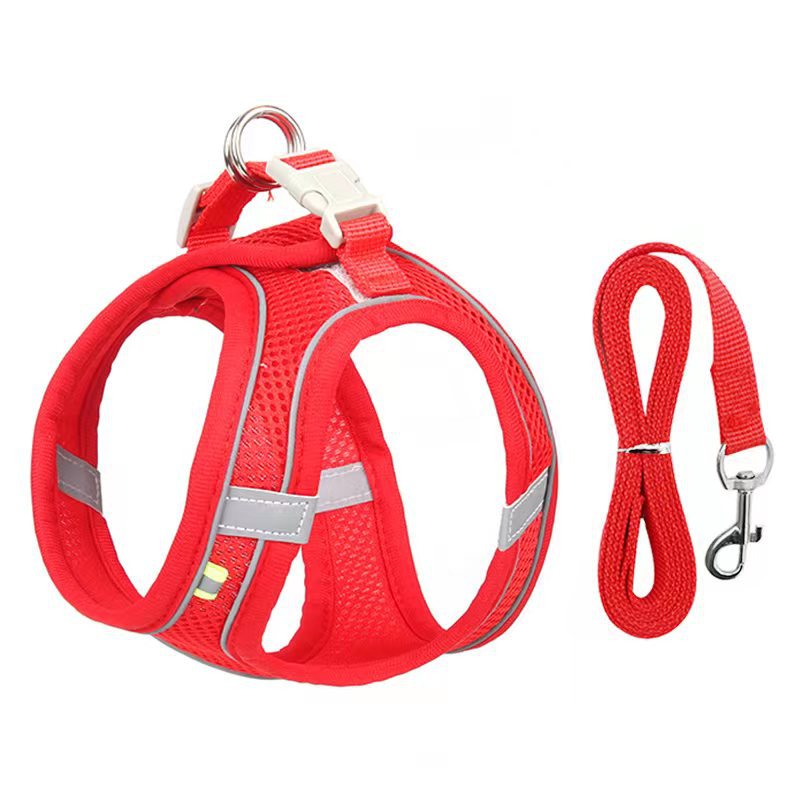 Adjustable Reflective Breathable Mesh Pet Harness Cats Dogs Outdoor Leash