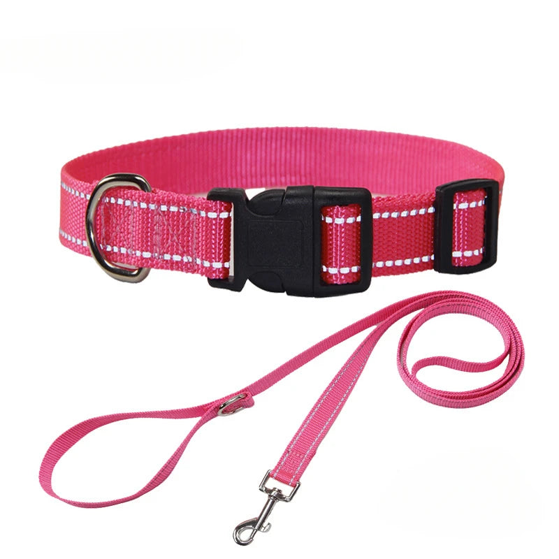 Nylon Dog Collar Leash Set Small Medium Large Dogs Accessories