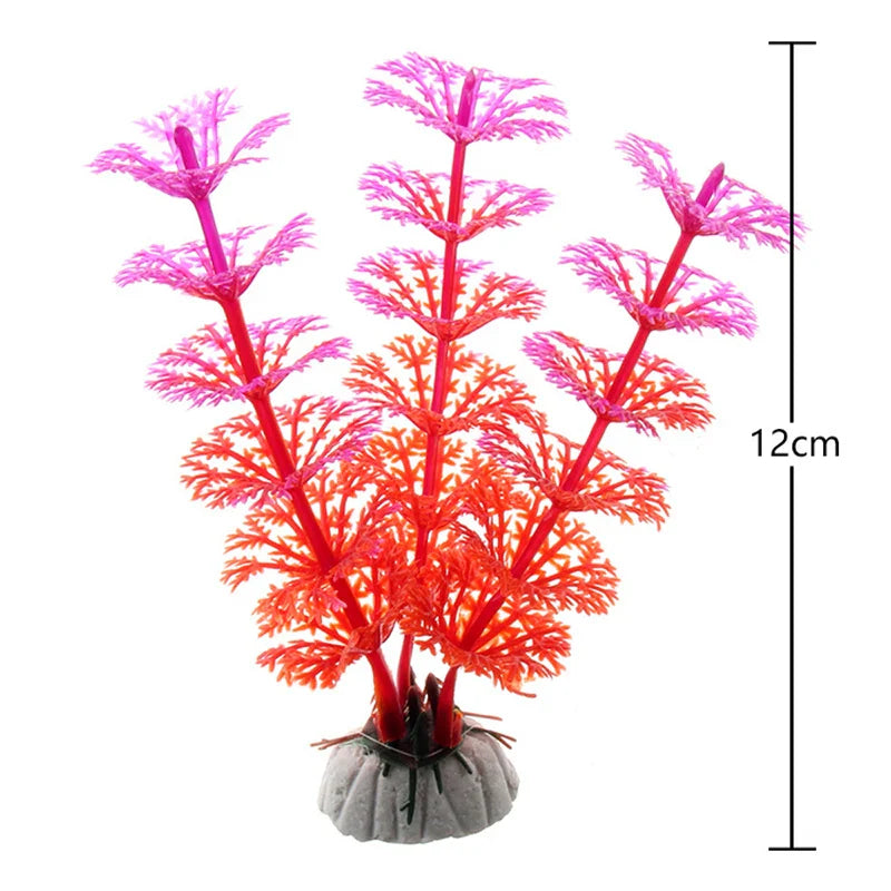 Artificial Aquarium Plants Plastic Underwater Shrubs Resin Base Decoration