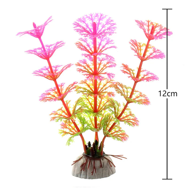 Artificial Aquarium Plants Plastic Underwater Shrubs Resin Base Decoration