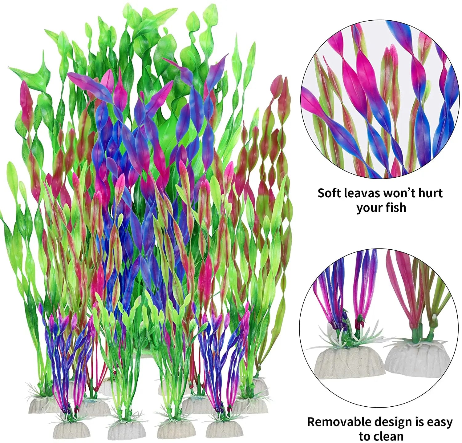 Artificial Aquarium Plants Plastic Seaweed Fish Tank Decoration Assorted Pack