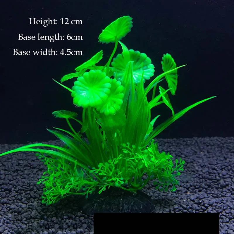 Artificial Aquarium Plants Plastic Underwater Shrubs Resin Base Decoration