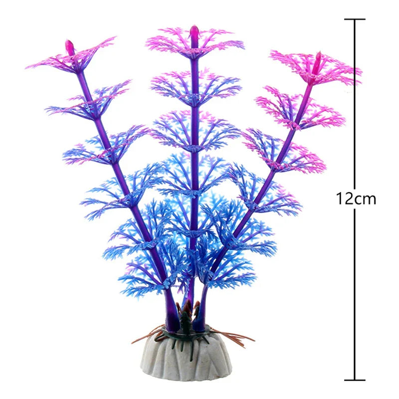 Artificial Aquarium Plants Plastic Underwater Shrubs Resin Base Decoration