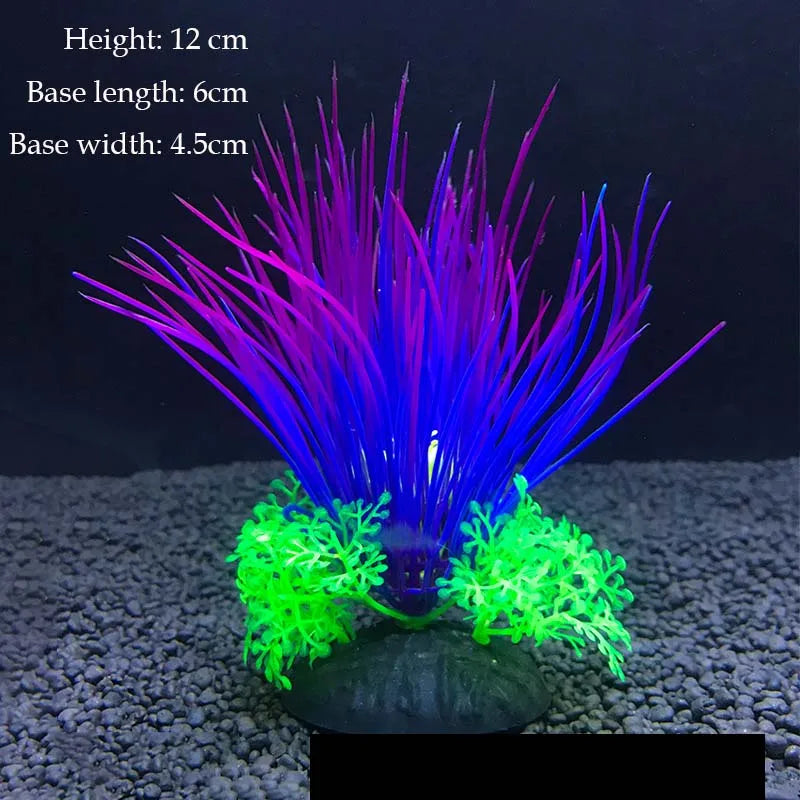 Artificial Aquarium Plants Plastic Underwater Shrubs Resin Base Decoration