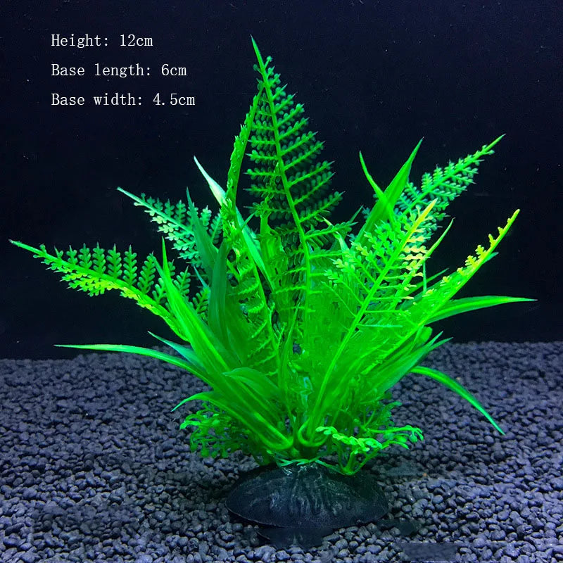 Artificial Aquarium Plants Plastic Underwater Shrubs Resin Base Decoration