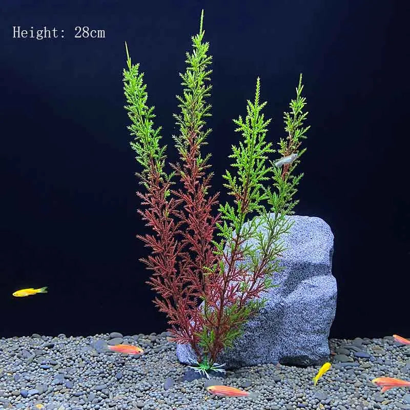 Artificial Aquarium Plants Plastic Underwater Shrubs Resin Base Decoration