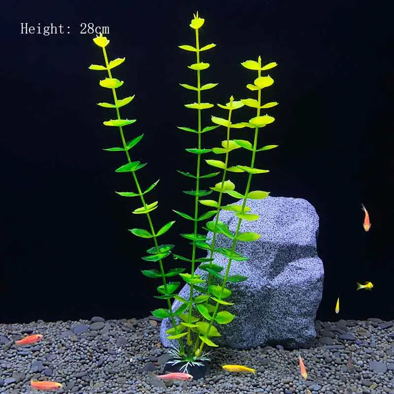 Artificial Aquarium Plants Plastic Underwater Shrubs Resin Base Decoration