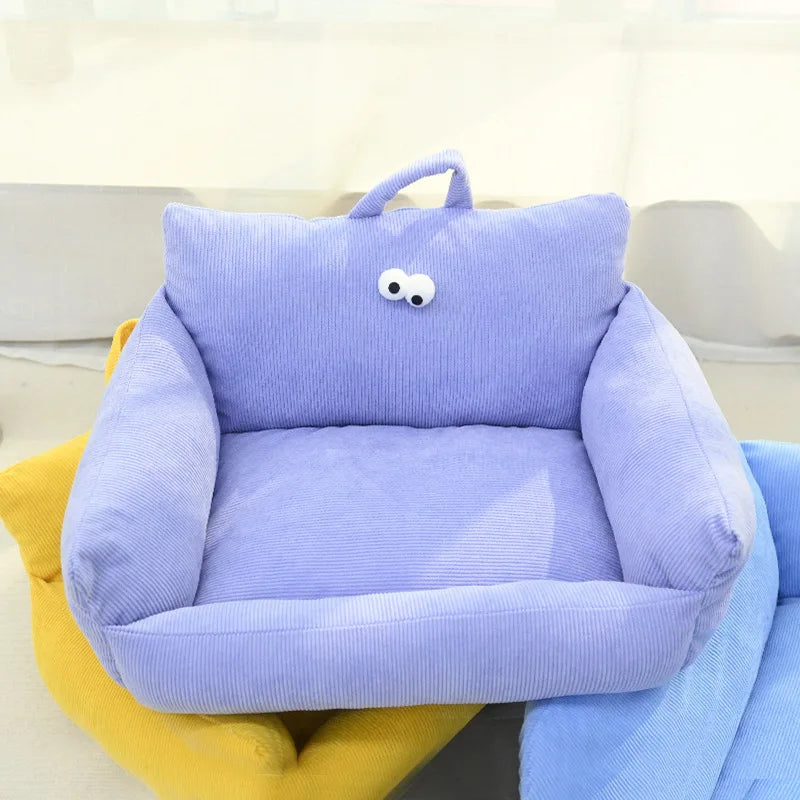 Winter Warm Pet Sofa Bed — Plush Kennel Cushion for Small Dogs & Cats