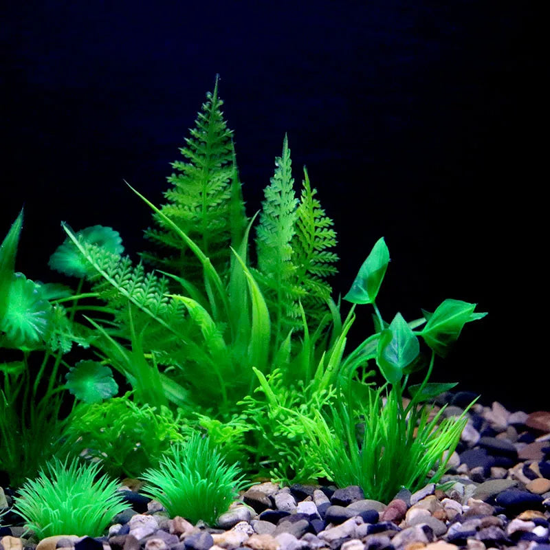 Artificial Aquarium Plants Plastic Underwater Shrubs Resin Base Decoration