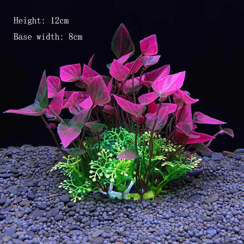 Artificial Aquarium Plants Plastic Underwater Shrubs Resin Base Decoration
