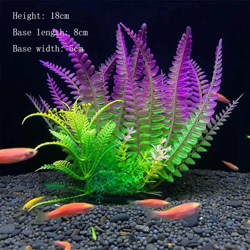 Artificial Aquarium Plants Plastic Underwater Shrubs Resin Base Decoration
