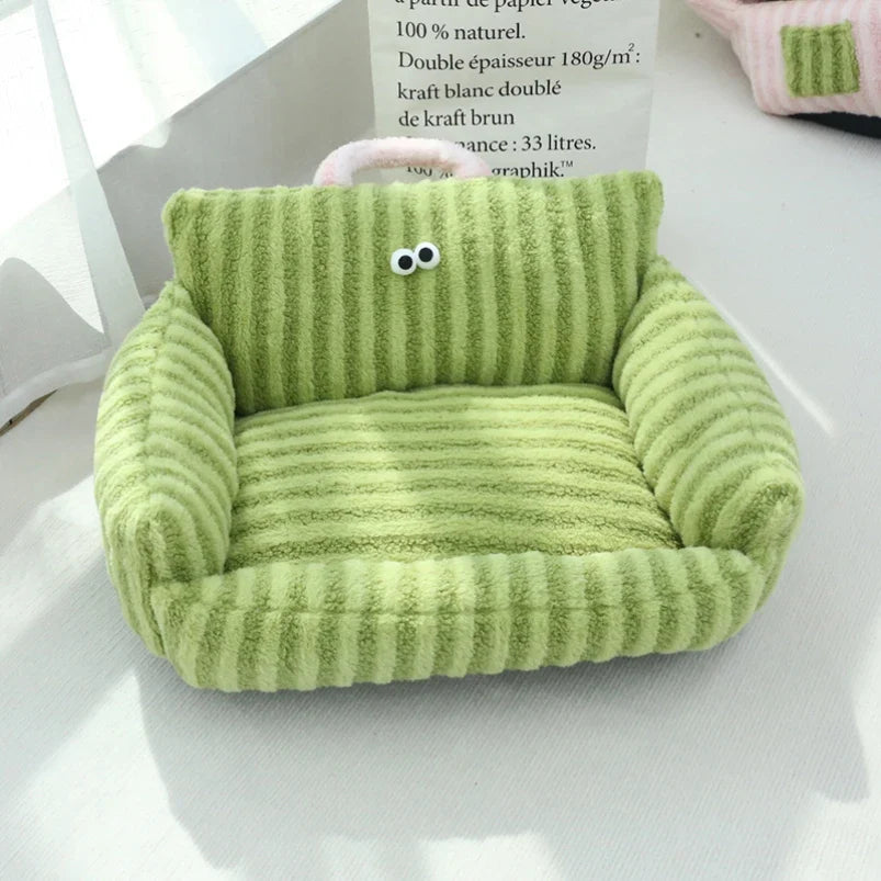 Winter Warm Pet Sofa Bed — Plush Kennel Cushion for Small Dogs & Cats