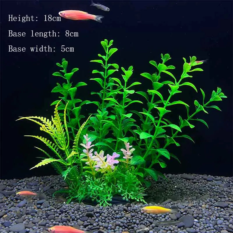 Artificial Aquarium Plants Plastic Underwater Shrubs Resin Base Decoration