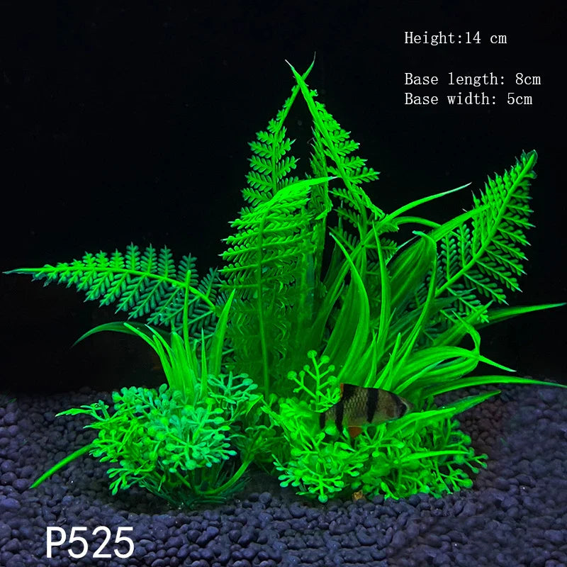 Artificial Aquarium Plants Plastic Underwater Shrubs Resin Base Decoration