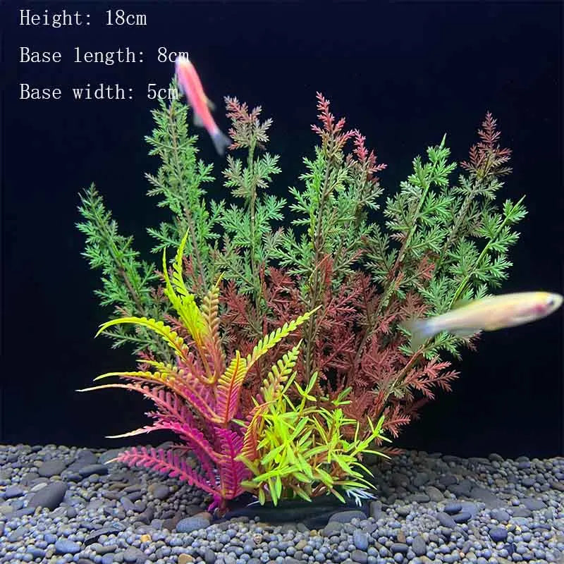 Artificial Aquarium Plants Plastic Underwater Shrubs Resin Base Decoration