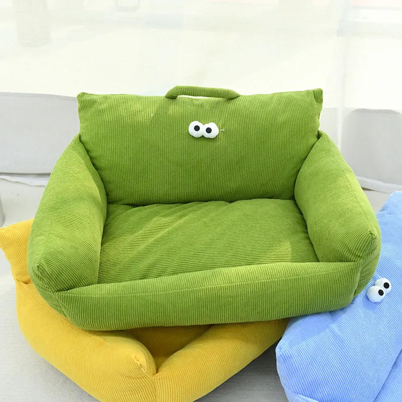 Winter Warm Pet Sofa Bed — Plush Kennel Cushion for Small Dogs & Cats