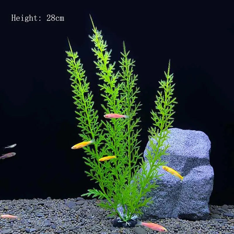 Artificial Aquarium Plants Plastic Underwater Shrubs Resin Base Decoration