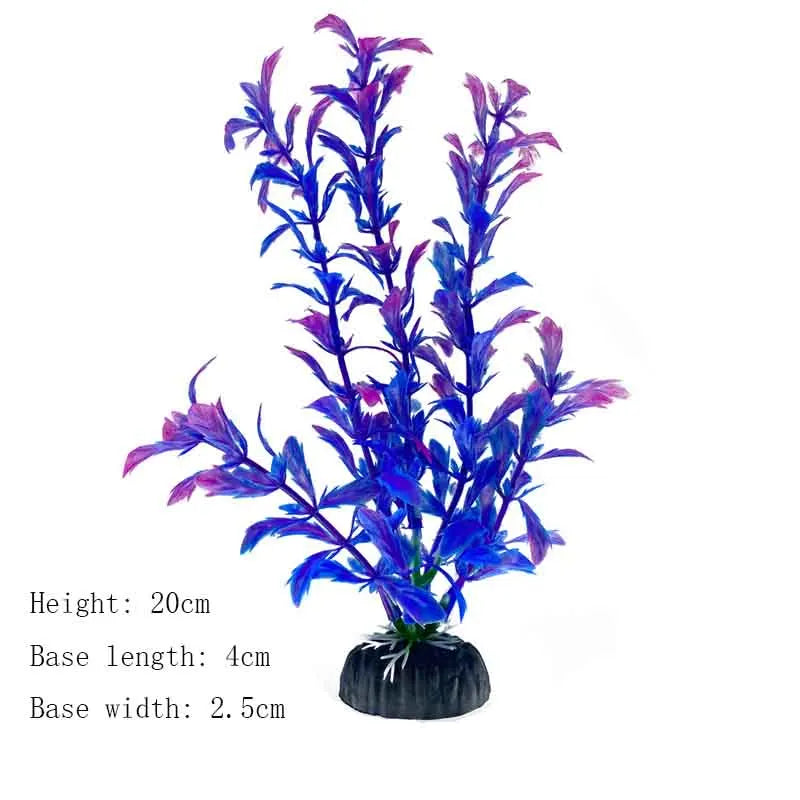 Artificial Aquarium Plants Plastic Underwater Shrubs Resin Base Decoration