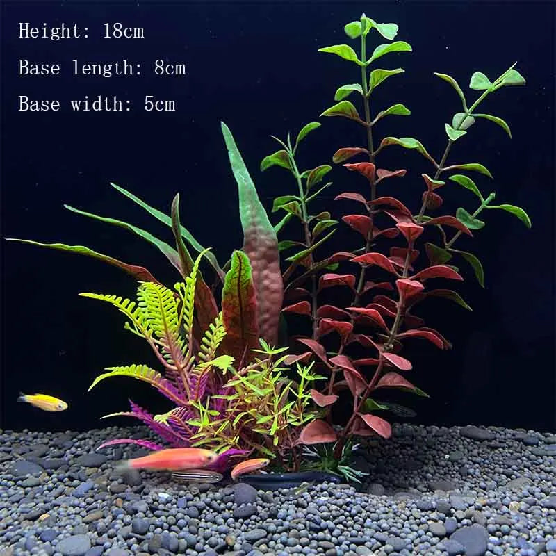 Artificial Aquarium Plants Plastic Underwater Shrubs Resin Base Decoration