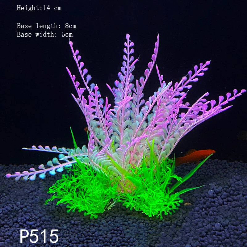Artificial Aquarium Plants Plastic Underwater Shrubs Resin Base Decoration