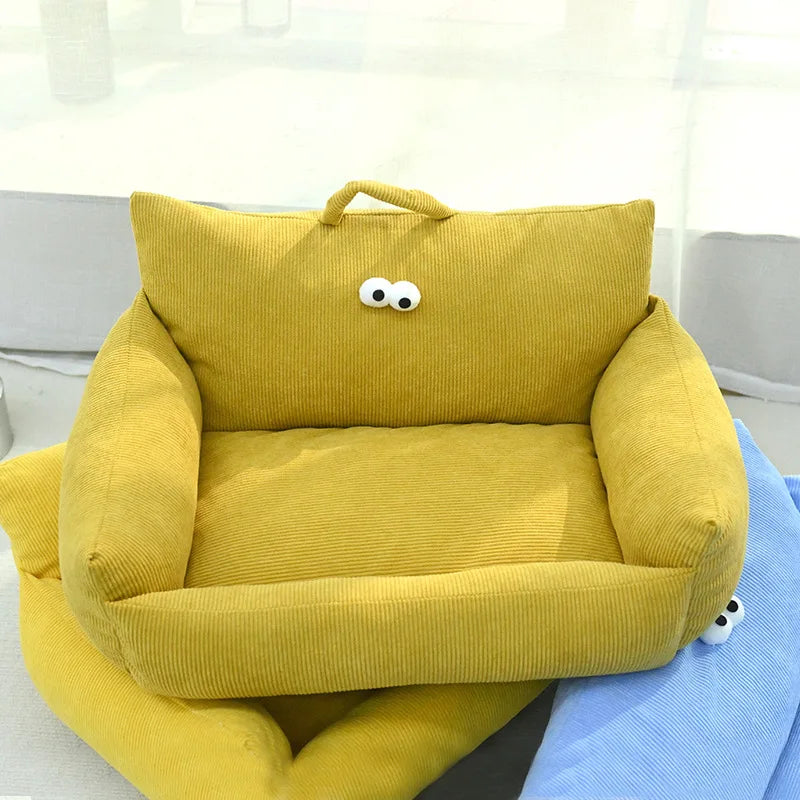 Winter Warm Pet Sofa Bed — Plush Kennel Cushion for Small Dogs & Cats