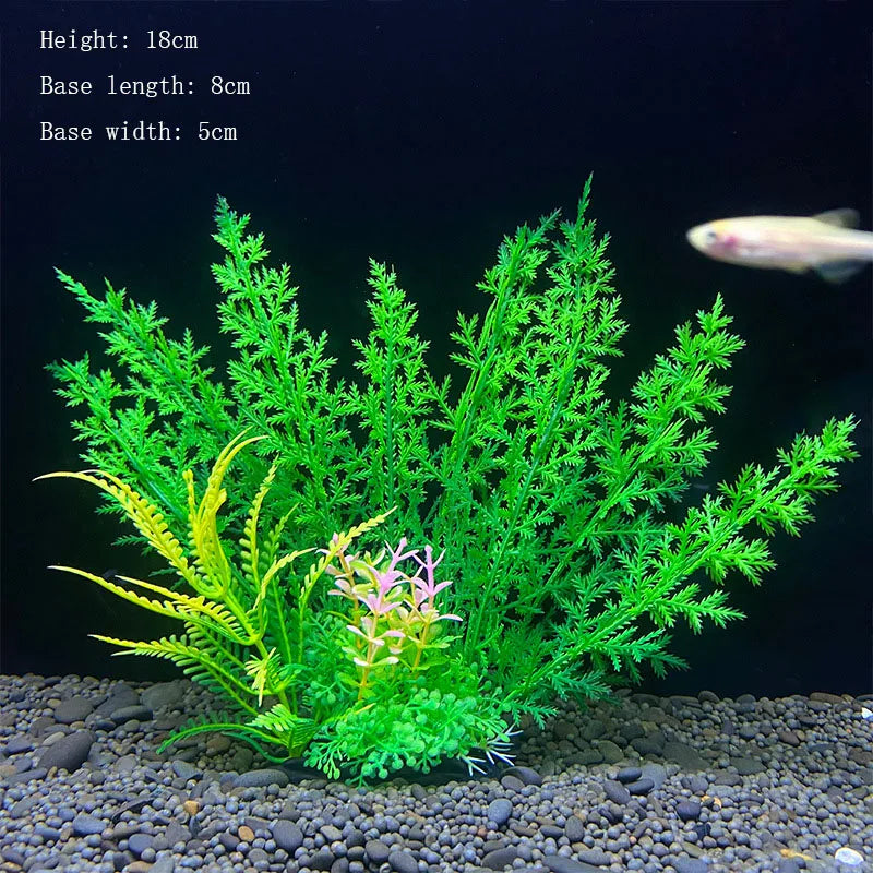 Artificial Aquarium Plants Plastic Underwater Shrubs Resin Base Decoration