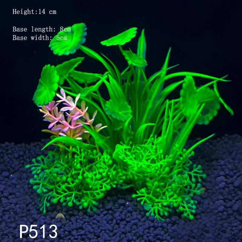 Artificial Aquarium Plants Plastic Underwater Shrubs Resin Base Decoration