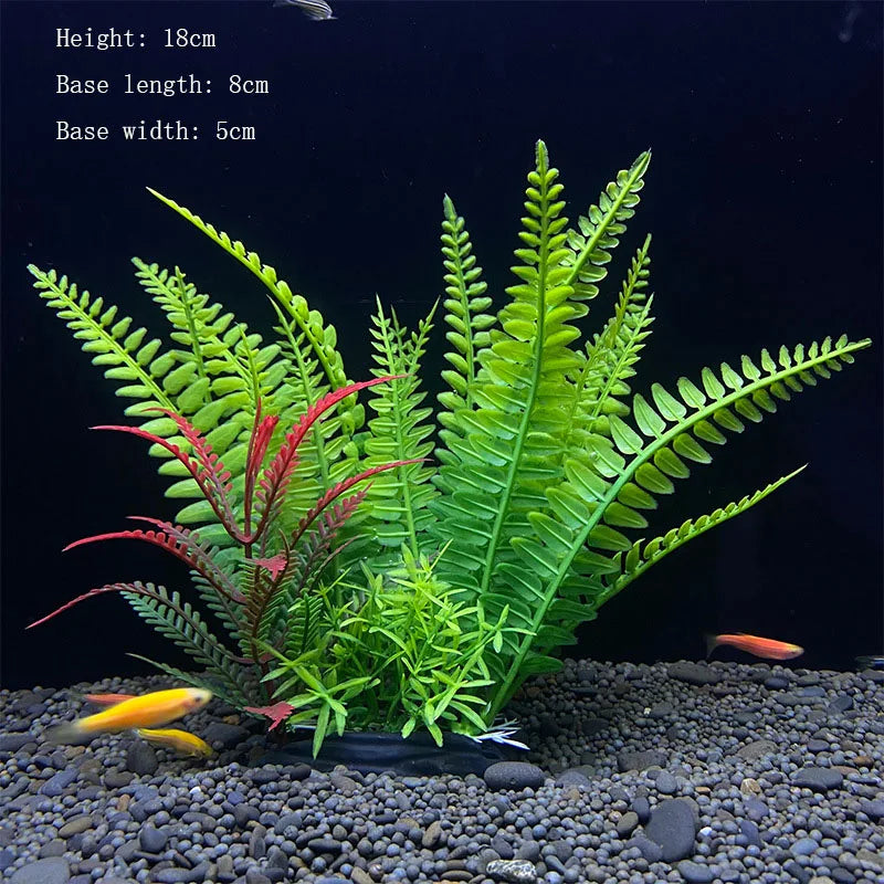 Artificial Aquarium Plants Plastic Underwater Shrubs Resin Base Decoration