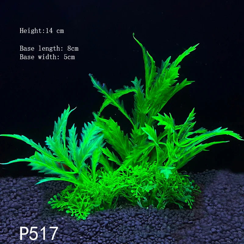 Artificial Aquarium Plants Plastic Underwater Shrubs Resin Base Decoration
