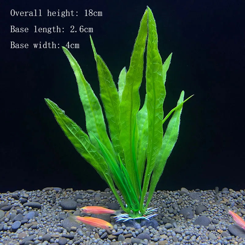 Artificial Aquarium Plants Plastic Underwater Shrubs Resin Base Decoration