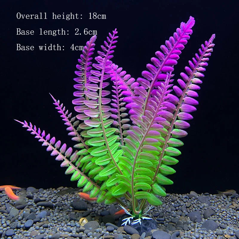 Artificial Aquarium Plants Plastic Underwater Shrubs Resin Base Decoration