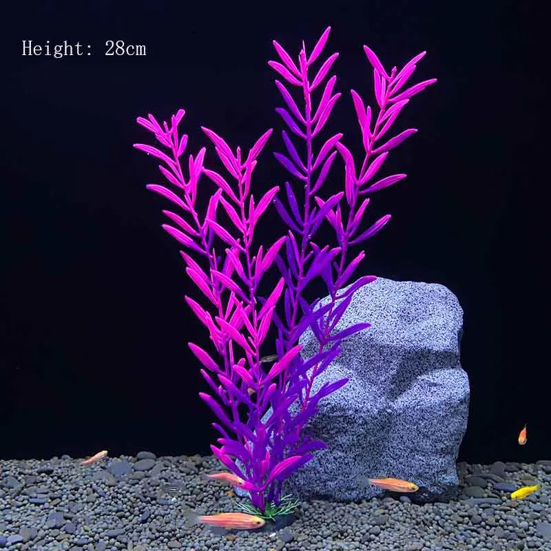 Artificial Aquarium Plants Plastic Underwater Shrubs Resin Base Decoration