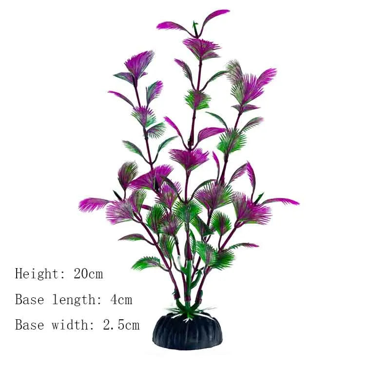 Artificial Aquarium Plants Plastic Underwater Shrubs Resin Base Decoration
