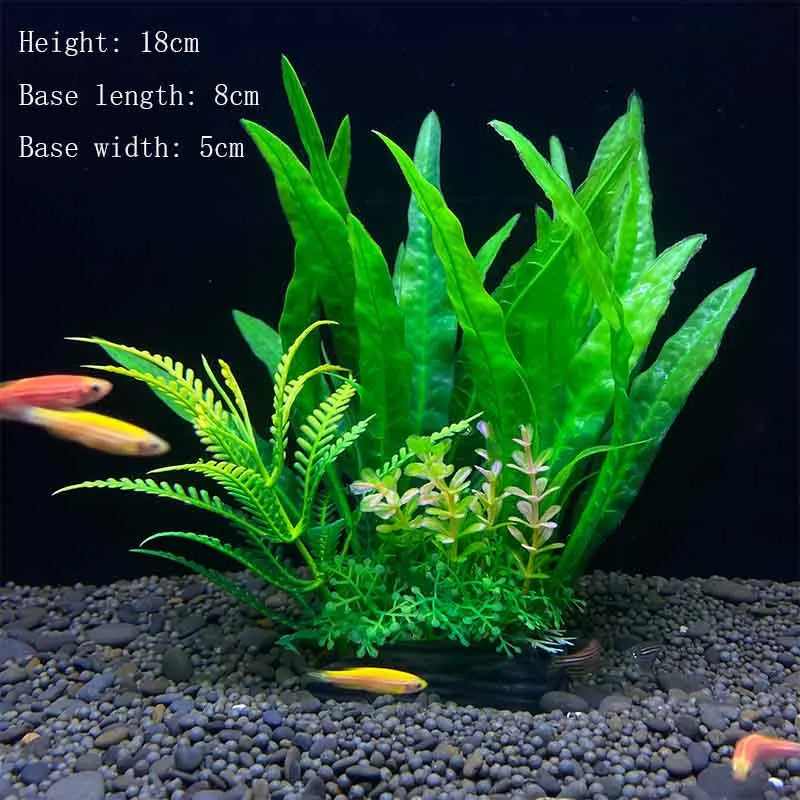 Artificial Aquarium Plants Plastic Underwater Shrubs Resin Base Decoration