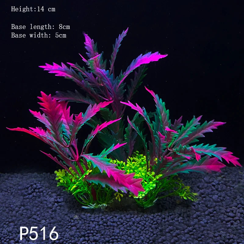 Artificial Aquarium Plants Plastic Underwater Shrubs Resin Base Decoration
